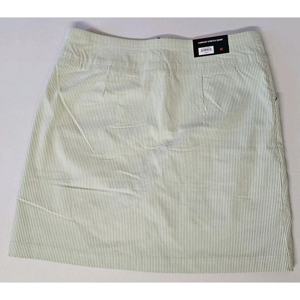 NWT Mario Serrani Ladies Medium‎ Tummy Control Skort Front Pockets Green Striped